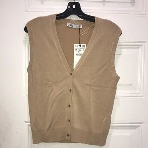 Zara, beige knit vest, M